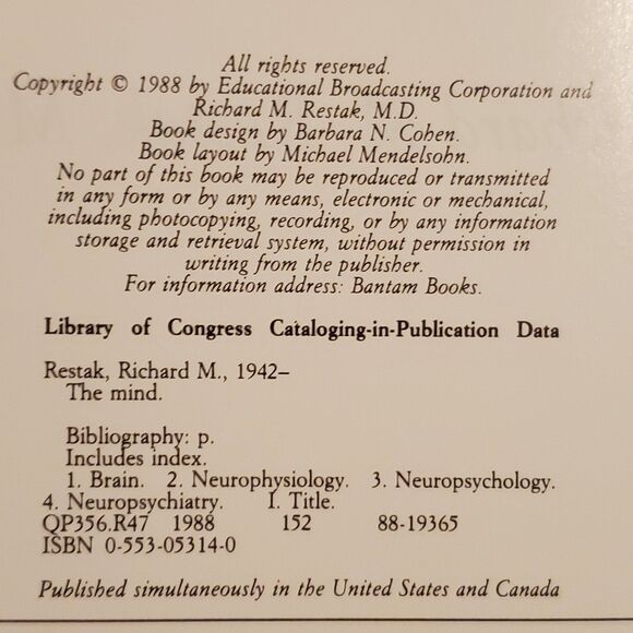 The Mind hardcover book first printing 1988 - Picture 7 of 7